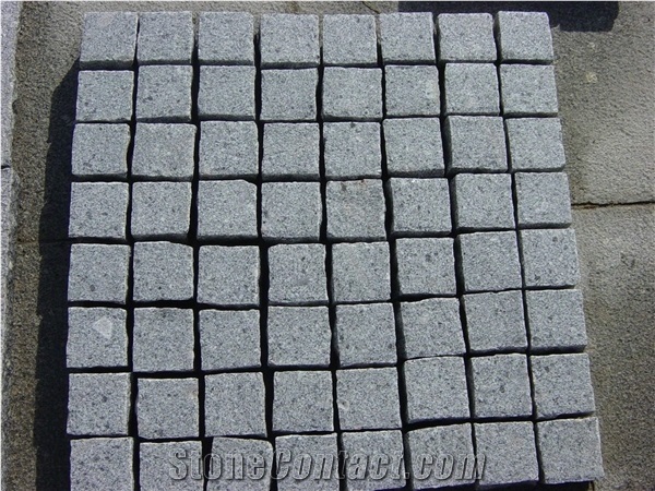 Light Grey Flamed Pavers,, G341 Grey Granite Cube Stone & Pavers