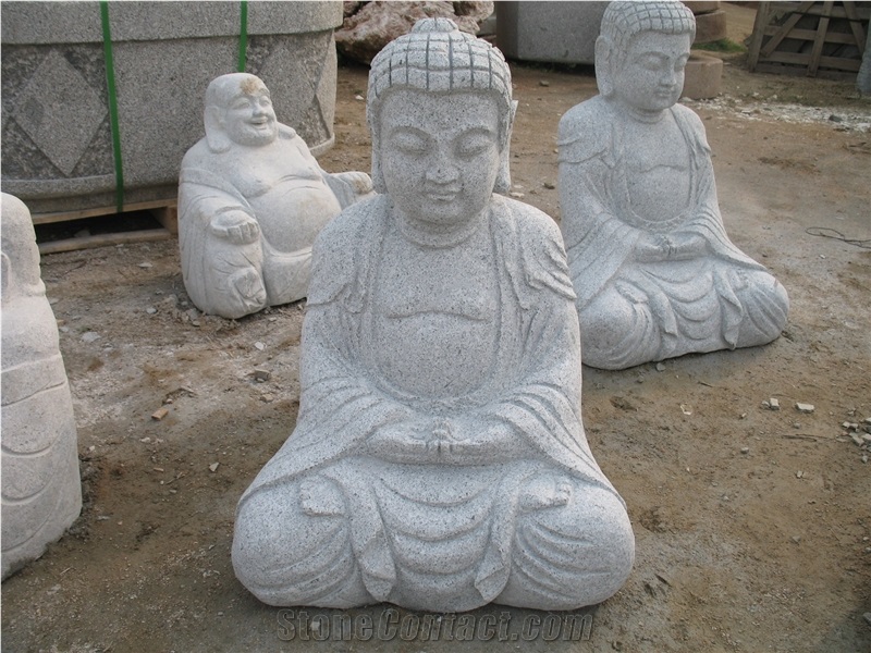 Sculpture Of Buddhism, G341 Grey Granite Sculpture & Statue