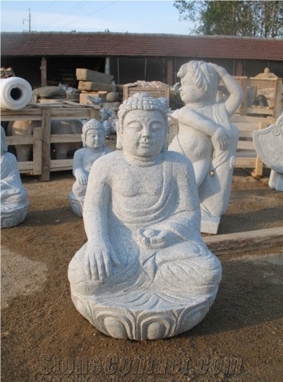 Sculpture Of Buddhism, New G603 Grey Granite Sculpture & Statue