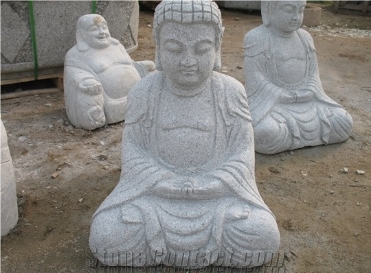 Sculpture Of Buddhism, New G603 Grey Granite Sculpture & Statue