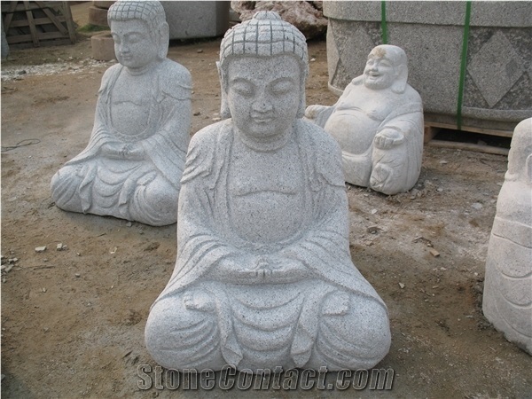 Sculpture Of Buddhism, New G603 Grey Granite Sculpture & Statue