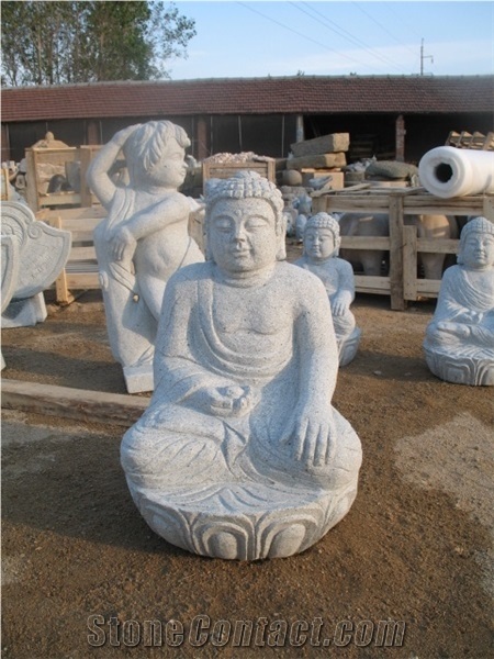 Sculpture Of Buddhism, New G603 Grey Granite Sculpture & Statue