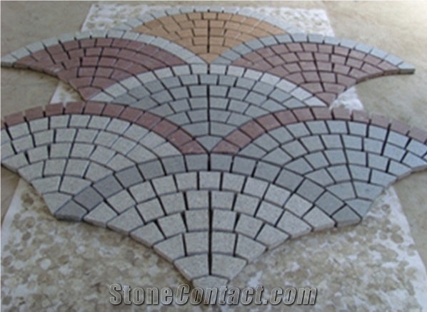 G654 Granite Cobble Stone, Black Granite Pavers, Sesame Black Granite Cobble Stone