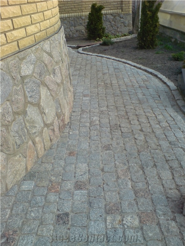 Grey Ukraine Granite Cube Stone Improved