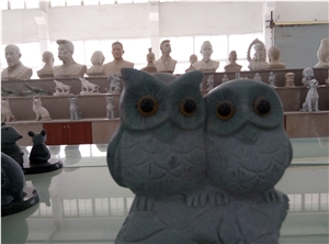 Nature Stone Carving Owl Animal Statue Sculpture