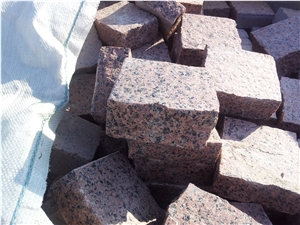Flamed Split Cubes, Pink Granite Cube Stone & Pavers