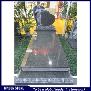 France Style Monument, Angel&Heart Tombstone, Diamond Jilin Green Granite Monument & Tombstone