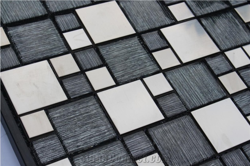 China Glass Mixed Metal Mosaic Manufacture H5301a 23x23/48x48x8mm Silk Road Metal