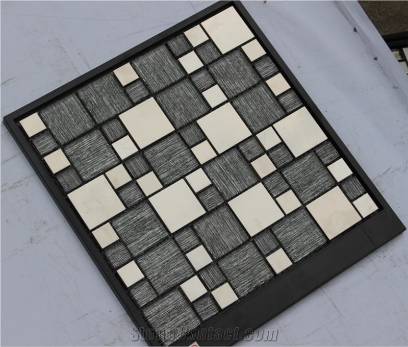 China Glass Mixed Metal Mosaic Manufacture H5301a 23x23/48x48x8mm Silk Road Metal