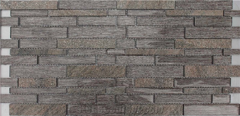 China Glass Mosaic Manufacture H5526 15x48/15x98/15x148/23x48/23x98/23x148/30x148x8mm Metal Flower China Glass Mosaic
