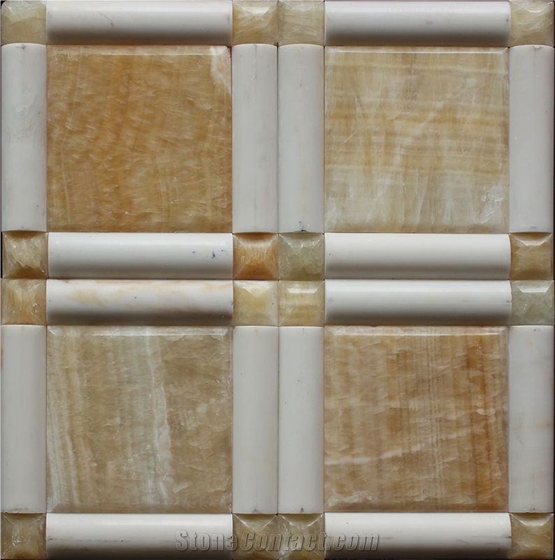 China Honey Onyx Mosaic Manufacture 100x100+ 20x100 +20x20mm Hn-09