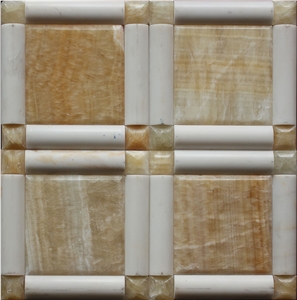 China Honey Onyx Mosaic Manufacture 100x100+ 20x100 +20x20mm Hn-09