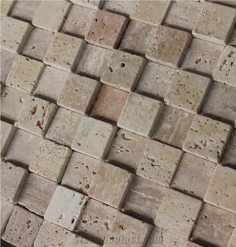 China Travertine Mosaic Manufacture A009dc-30, Brown Travertine Mosaic