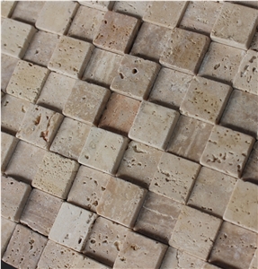 China Travertine Mosaic Manufacture A009dc-30, Brown Travertine Mosaic