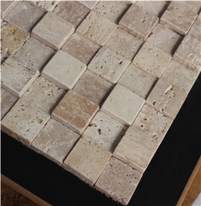 China Travertine Mosaic Manufacture A009dc-30, Brown Travertine Mosaic