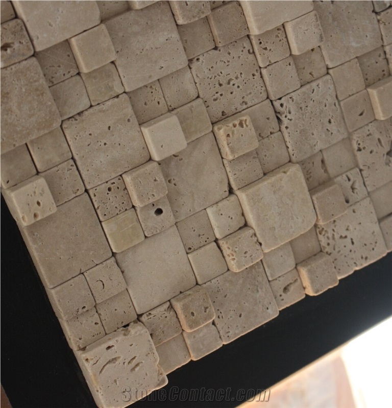 China Travertine Mosaic Manufacture A009gd, Brown Travertine Mosaic