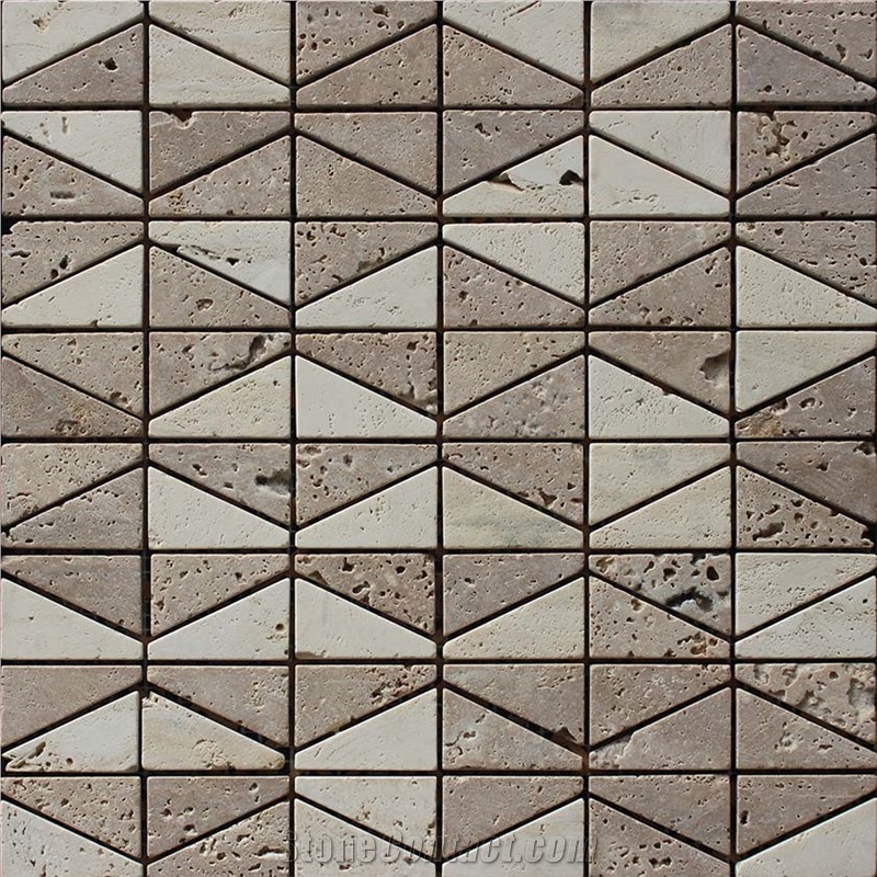 China Travertine Mosaic Manufacture A035s-3, Brown Travertine Mosaic