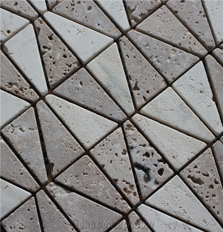 China Travertine Mosaic Manufacture A035s-3, Brown Travertine Mosaic