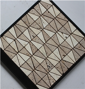 China Travertine Mosaic Manufacture A035s-3, Brown Travertine Mosaic