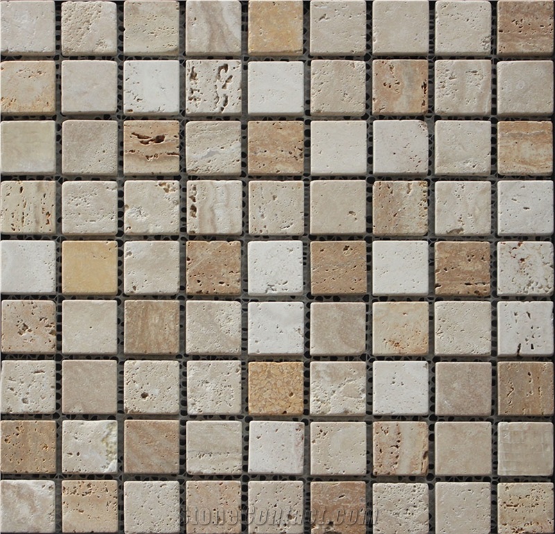 China Travertine Mosaic Supplier A009-30, Brown Travertine Mosaic