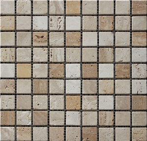 China Travertine Mosaic Supplier A009-30, Brown Travertine Mosaic