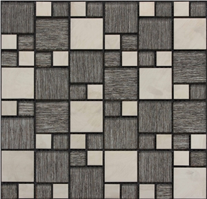 Glass Mixed Metal Mosaic Manufacture China H5261 23x23/48x48x8mm Silk Road Metal