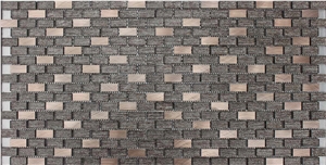 Glass Mixed Mosaic Manufacture China H1012 15x32x8mm Silk Road Metal