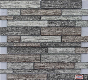 Glass Mixed Mosaic Manufacture China H5600 15x48/15x98/15x148/23x48/23x98/23x148/30x148x8mm Silk Road Metal