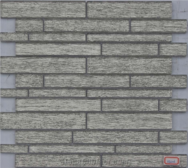Glass Mixed Mosaic Manufacture China H5606 15x48/15x98/15x148/23x48/23x98/23x148/30x148x8mm Silk Road Metal