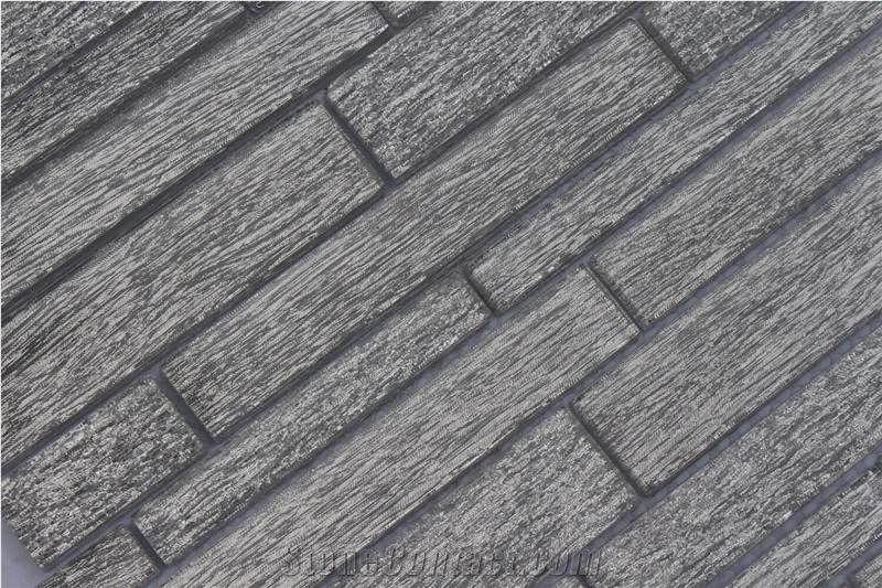 Glass Mixed Mosaic Manufacture China H5606 15x48/15x98/15x148/23x48/23x98/23x148/30x148x8mm Silk Road Metal