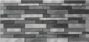 Glass Mosaic Manufacture China H5528 15x48/15x98/15x148/23x48/23x98/23x148/30x148x8mm Silk Road Metal China Glass Mosaic