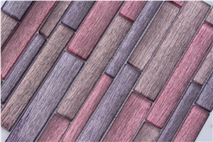 Silk Road Metal+Glass Mixed Mosaic Manufacture China Glass Mosaic Linear Pink/Black /Purple H5596