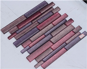 Silk Road Metal+Glass Mixed Mosaic Manufacture China Glass Mosaic Linear Pink/Black /Purple H5596