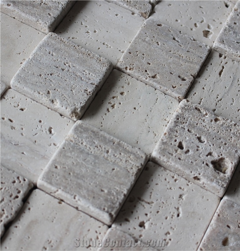 Travertine Mosaic Manufacture China A009dc-50, Grey Travertine Mosaic