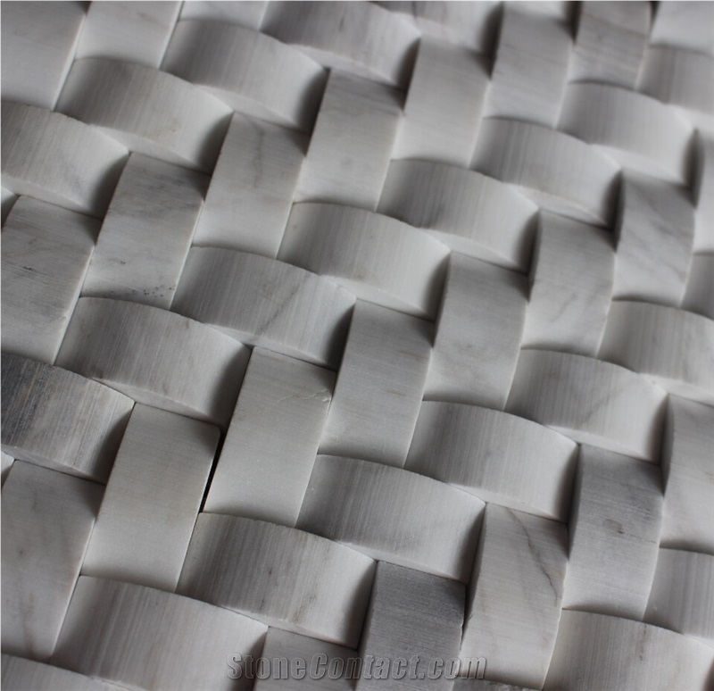 Volakas Marble Mosaic,White Marble Mosaic China Manufacture Hy-26