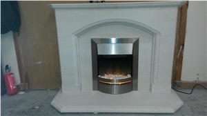 Solid Portuguese Limestone Fireplace