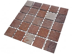 Patagonia Porphyry Regular Squares on Mesh, Patagonia Porphyry Granite Cube Stone & Pavers