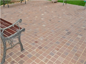 Patagonia Porphyry Regular Squares on Mesh, Patagonia Porphyry Granite Cube Stone & Pavers