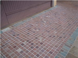 Patagonia Porphyry Regular Squares on Mesh, Patagonia Porphyry Granite Cube Stone & Pavers
