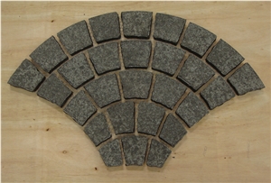 G684 Black Basalt Tumbled Paving Stone / Black Pearl Fan Shape Paving Stone / Cobble and Cube Stone