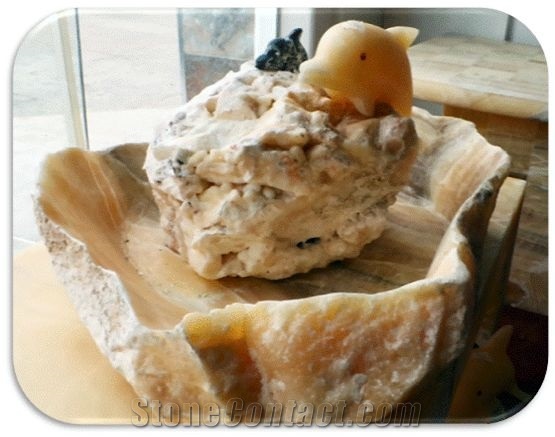 Fountain for Indoor, Yellow Onyx Home Decor