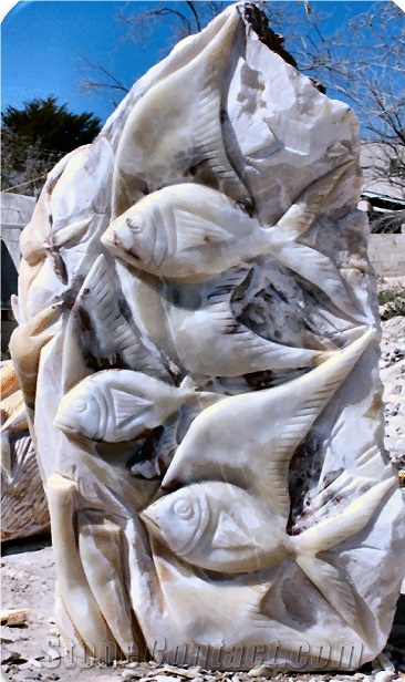 Onyx Sculpture and Fountain, Beige Onyx Sculpture & Statue
