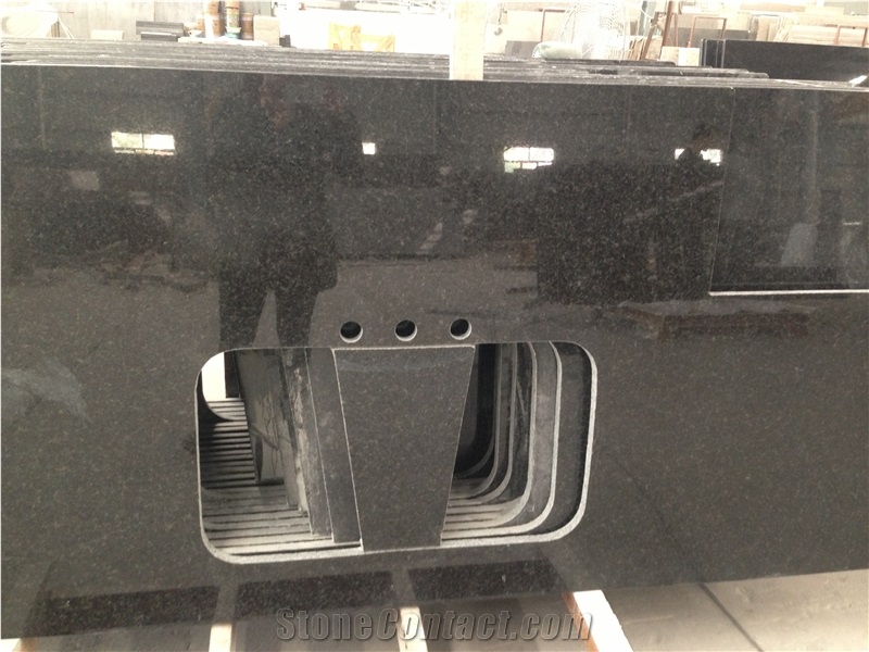 China Pearl Black Granite Kitchen Countertops