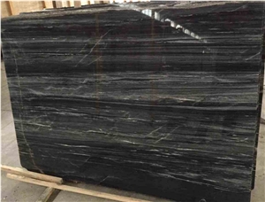 Belevi Black Marble Slabs Vein Cut, Turkey Black Marble
