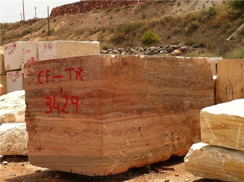 Travertino Rojo Blocks, Red Travertine Blocks Spain