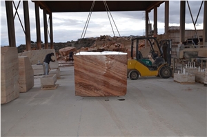 Travertino Rojo Blocks, Red Travertine Blocks Spain