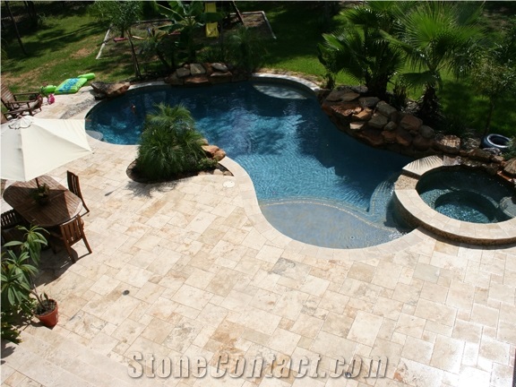 Nova Cream Limestone Swimming Pool Pavers, Pool Coping