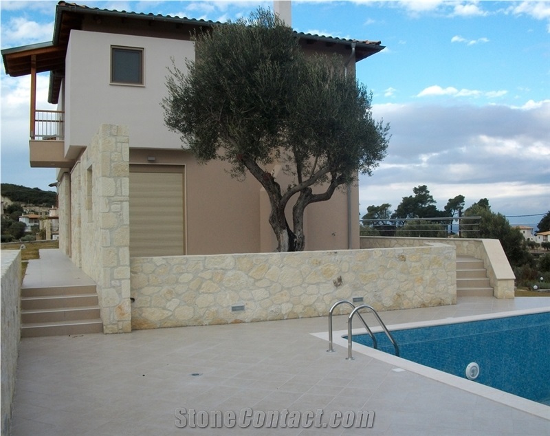 Irregular Afitos Stones Of Different Size And Shape Used For Wall Cladding