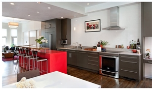 White Ash Ceasarstone and Colorpac Rosso Ceasarstone Countertop