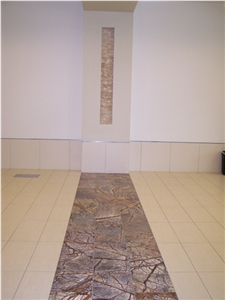 Rain Forest Brown Marble Combined with Ceramic Floor Application